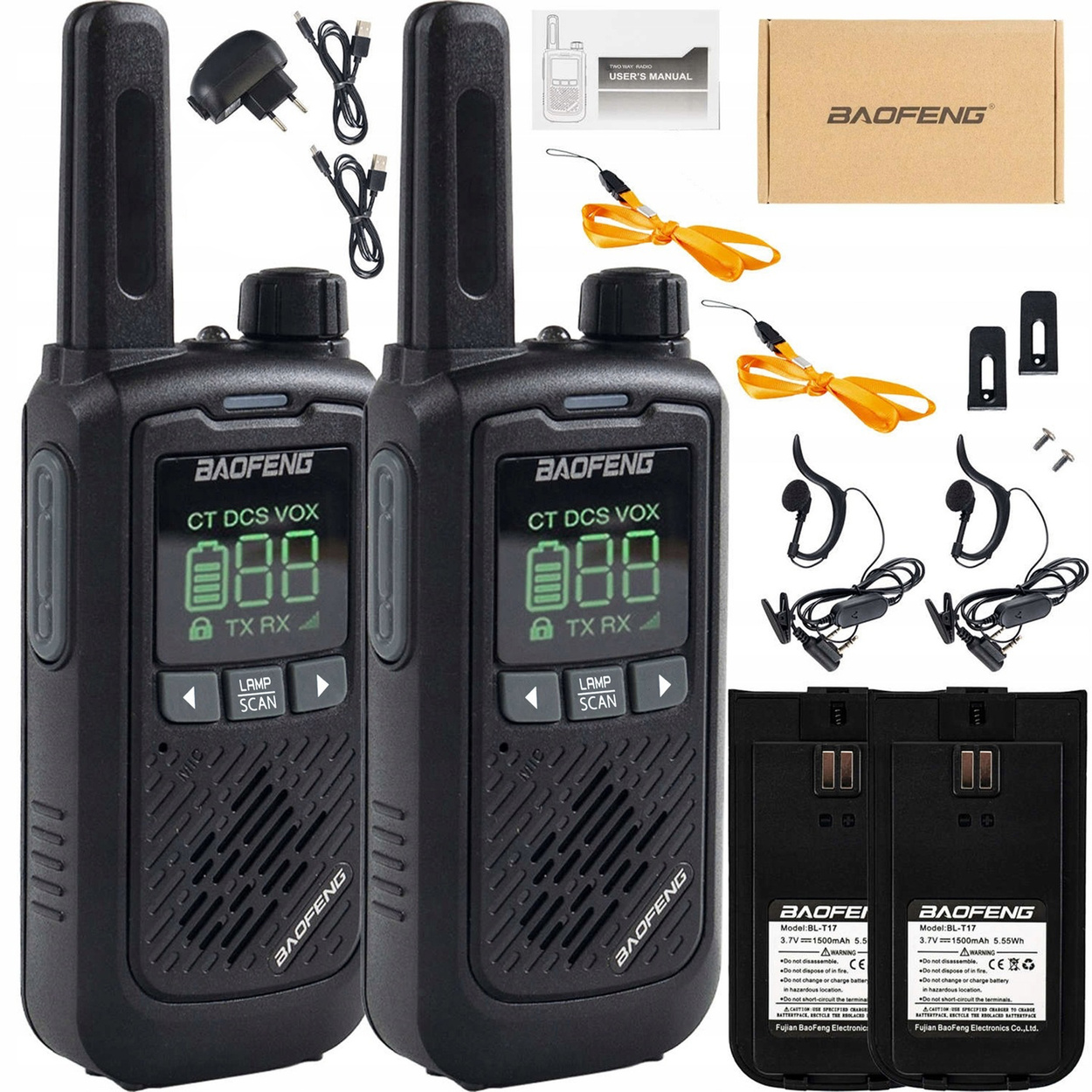 2x Radiotelefon Walkie Talkie Baofeng BF-T17 PMR 0.5W